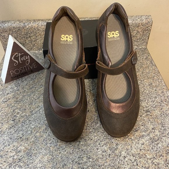 SAS Step Out  Brown Leather Mary Jane Comfort Shoes Size 10‎ Narrow (Bin #4) - Picture 8 of 12